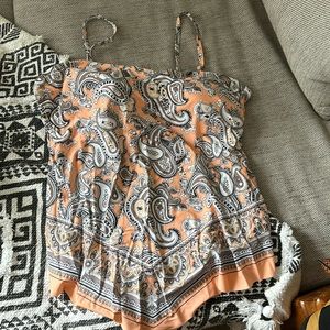 Peach bandanna tankini swim top